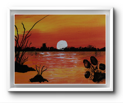 CHASING THE SUNSET 8X10 CANVAS BOARD ORIGINAL