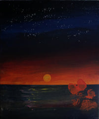 NIGHT SUNSET 8X10 ORIGINAL CANVAS BOARD