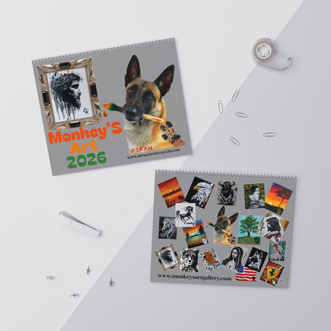 MONKEY'S 2026 Art Photo Wall Calendar — Monthly Spiral-Bound Calendar