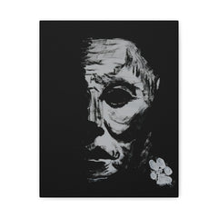 11X14 HALLOWEEN CANVAS REPLICA Michael Myers, Halloween art, horror painting, Monkey the painting dog, spooky wall decor, Halloween canvas, movie-inspired art, scary home decor, limited replica, horror collectible.