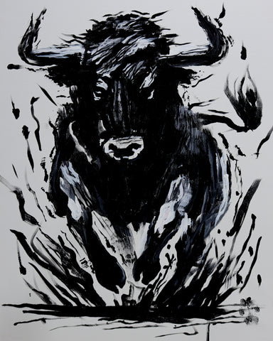 RAGING BULL 30X40 ORIGINAL CANVAS