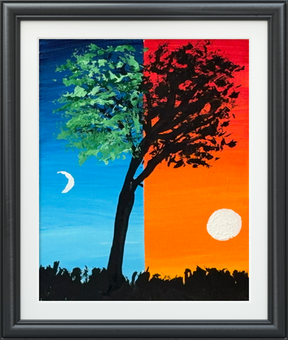 HALF &HALF SCENE 5X7 ORIGINAL CANVAS BOARD