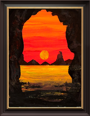 Cave Sunset 2 5X7 ORIGINAL CANVAS BOARD