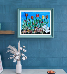 SPRING TULIPS 8X10 ORIGINAL CANVAS BOARD