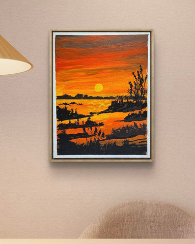 LAST LIGHT LAGOON 11X14 ORIGINAL CANVAS