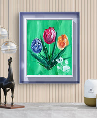 TULIPS TRIO 4-21 8X10 ORIGINAL CANVAS BOARD