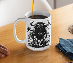 Raging Bull Artistic Animal Mug – Unique Coffee Cup with Monkey’s Painting & Portrait, Pet Lover Gift, Fun Drinkware, Colorful Kitchen Decor, Monkey Artwork