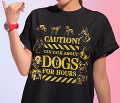 Caution Dogs Talk Heavy Cotton Tee, Funny Dog Lover Shirt, Animal Enthusiast Gift, Unique Tee for Dog Owners, Pet Lover Apparel