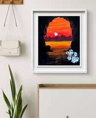 SUNSET CAVE 8X10 ORIGINAL CANVAS BOARD