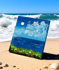 MONKEYS COASTAL CLOUDS 8X10 ORIGINAL CANVAS BOARD
