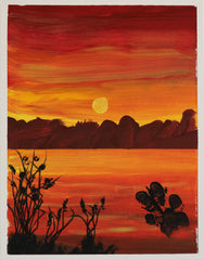 FIRE IN THE SKY 11X14 ORIGINAL CANVAS BOARD