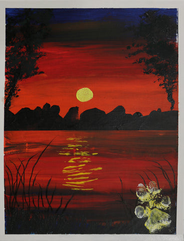 JULY SUNSET 11X14 ORIGINAL ON CANVAS BOARD