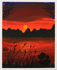 Sept Red Sky 11X14 Original STRETCHED CANVAS
