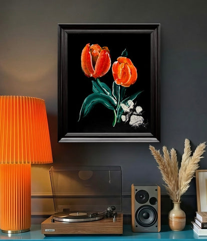 SUNNY TULIPS 8X10 ORIGINAL CANVAS BOARD