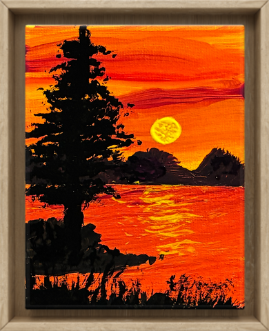 LONE PINE SUNSET 5X7 ORIGINAL CANVAS BOARD