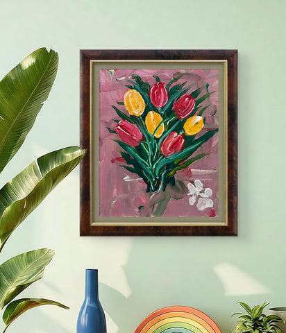 MONKEYS 7TH B/DAY TULIPS 11X14 ORIGINAL CANVAS BOARD